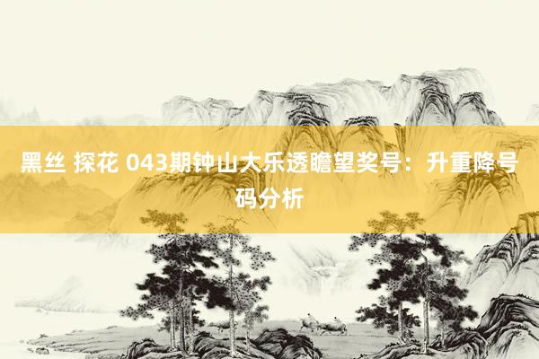 黑丝 探花 043期钟山大乐透瞻望奖号：升重降号码分析